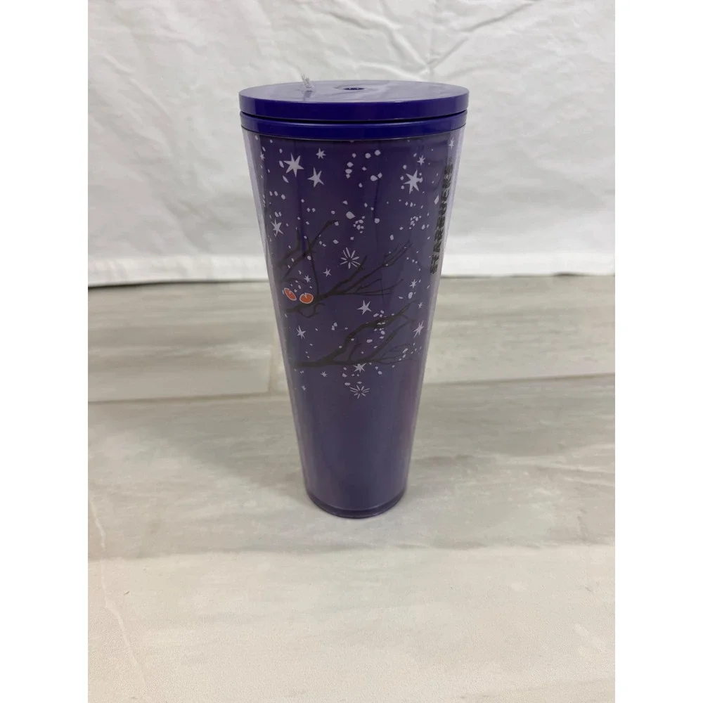 Starbucks Halloween Purple Spooky Tree Eyes Cold Cup Tumbler 24oz 011136329